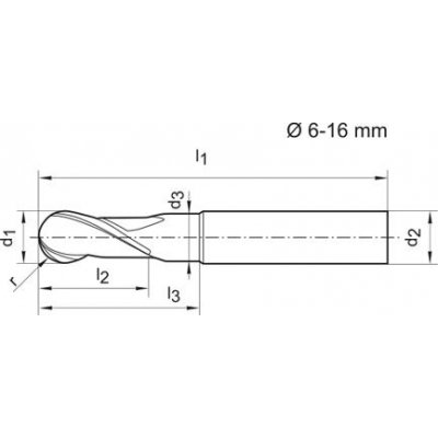 Rádusová fréza tvrdokov Signum stopka HA Z2 6mm GÜHRING - obrázek