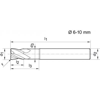 Toroidná fréza extra krátka tvrdokov TiAlN Z4 4mm FORMAT - obrázek