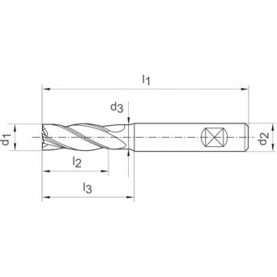 Ratio fréza dlhá DIN6527 tvrdokov typ ALU stopka HB Z4 4mm GÜHRING - obrázek