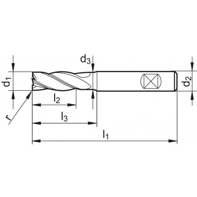 Výkonnostná fréza tvrdokov TiAlN stopka HB Z4 10 / R1,5mm FORMAT GT - obrázek