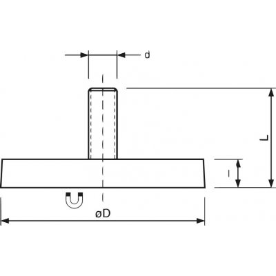 Magnetický plochý chapač 66mm s kolíkom M8 / guma FORMAT - obrázek