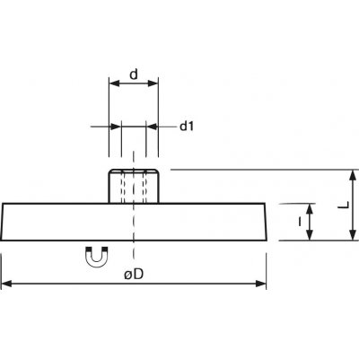 Magnetický plochý chapač 22mm s puzdrom M4 / guma FORMAT - obrázek