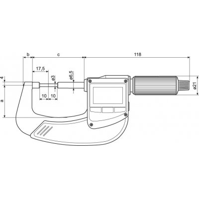 Mikrometer digitálny, skrátenej meracej plochy 40 EWRIA-B 0-25mm MAHR - obrázek