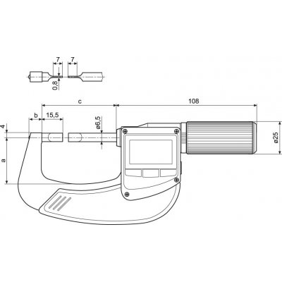 Mikrometer digitálny, čepeľovej meracej plochy 40 EWRIA-S 0-25mm MAHR - obrázek