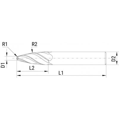 Oblouková fréza VHM 6,0mm Z4 tangen.HA SUPRA Format GT - obrázek