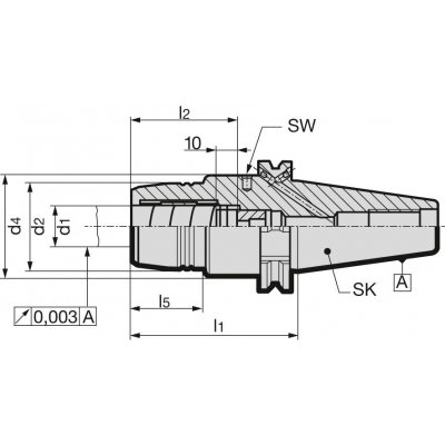 Pruzné sklicidlo hydro DIN69871ADB SK4010x80,5mm Gühring - obrázek