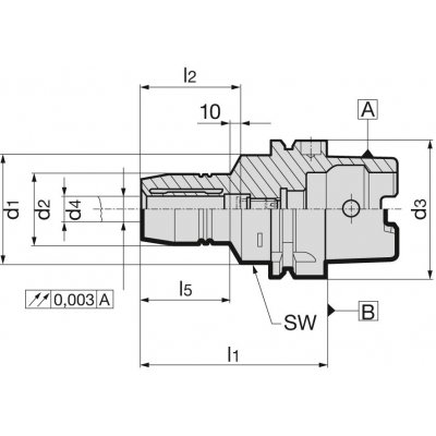 Pruzné sklicidlo hydro DIN69893A HSK-A636x70mm Gühring - obrázek