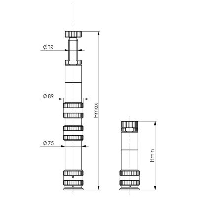 Šroubovací podpěra, modulární 6425-706 mm AMF - obrázek