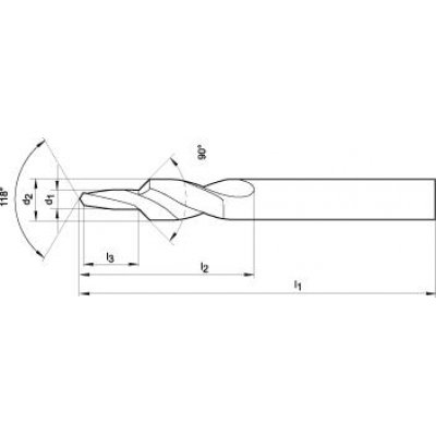 Krátky stupňovitý vrták HSS TiN Priechodné otvor 90 ° M3 GÜHRING - obrázek