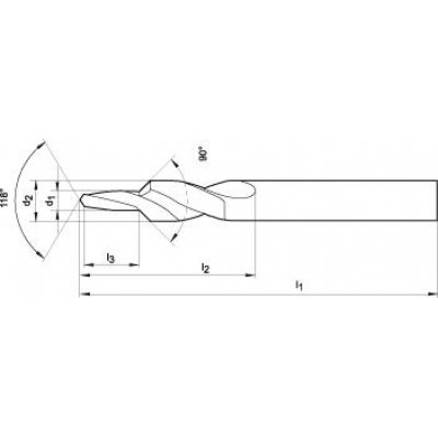 Krátky stupňovitý vrták HSS TiN Otvor na závity 90 ° M10 GÜHRING - obrázek